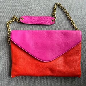J.Crew Pink and Orange Women's Convertible Shoulder / Clutch Bag
